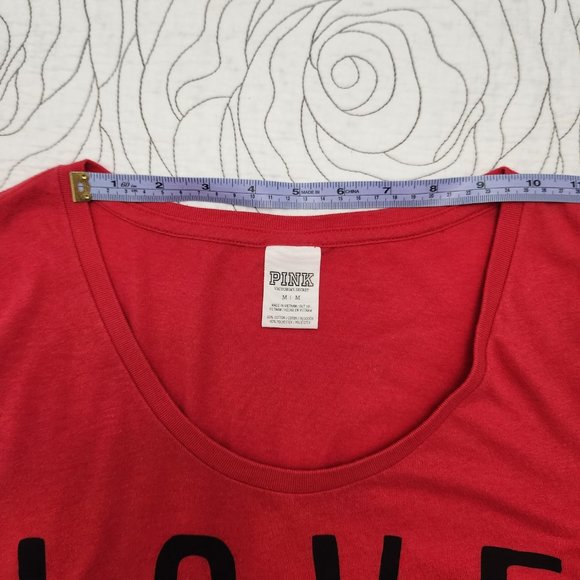 [M] Red/Pink "Love Pink" PINK Victoria's Secret Tee - Picture 5 of 7